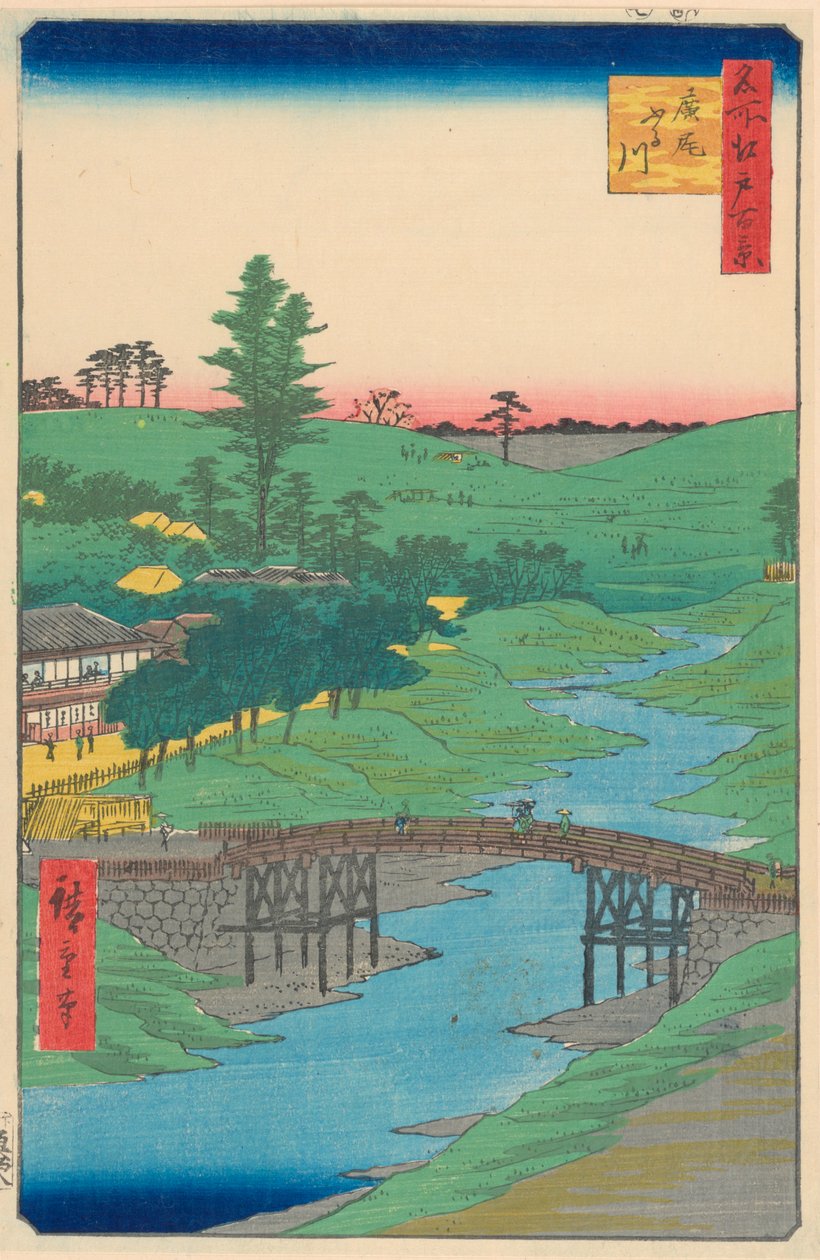 Řeka Furukawa, Hiroo,( Furukawa Hiroo) Ze série Sto slavných pohledů na Edo od Ando Hiroshige