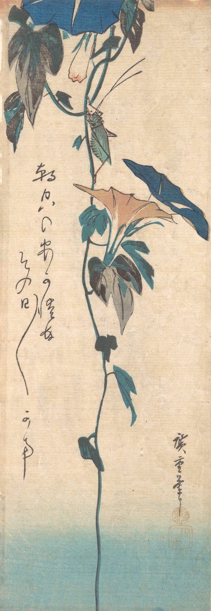 Grasshopper and Morning-Glory Vine, ca. 1835, ca. 1835. od Ando Hiroshige