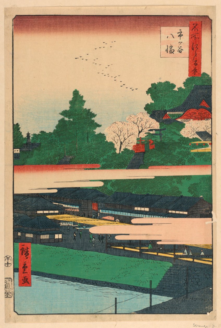 Ichigaya Hachiman ze série 100 pohledů na Edo od Ando Hiroshige