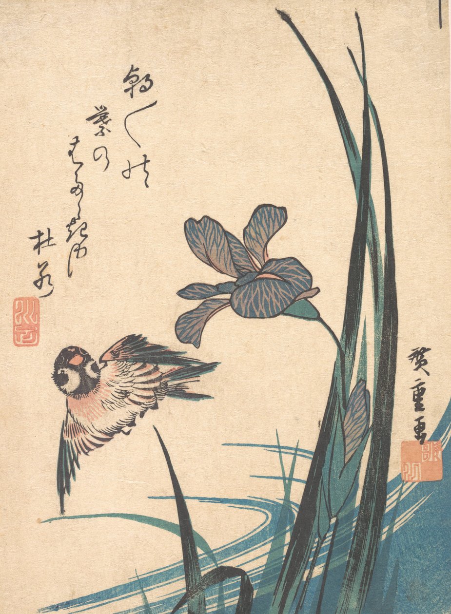 Iris a Sparrow, ca. 1832, ca. 1832. od Ando Hiroshige