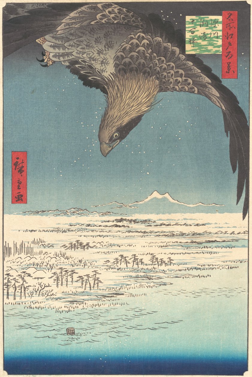 „Jumantsubo Plain at Fukagawa Susaki,“ ze série Sto slavných pohledů na Edo Me..., 1856. od Ando Hiroshige