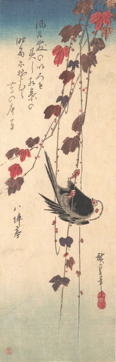 Sýkora dlouhoocasá na podzimním břečťanu, ca. 1835, ca. 1835. od Ando Hiroshige
