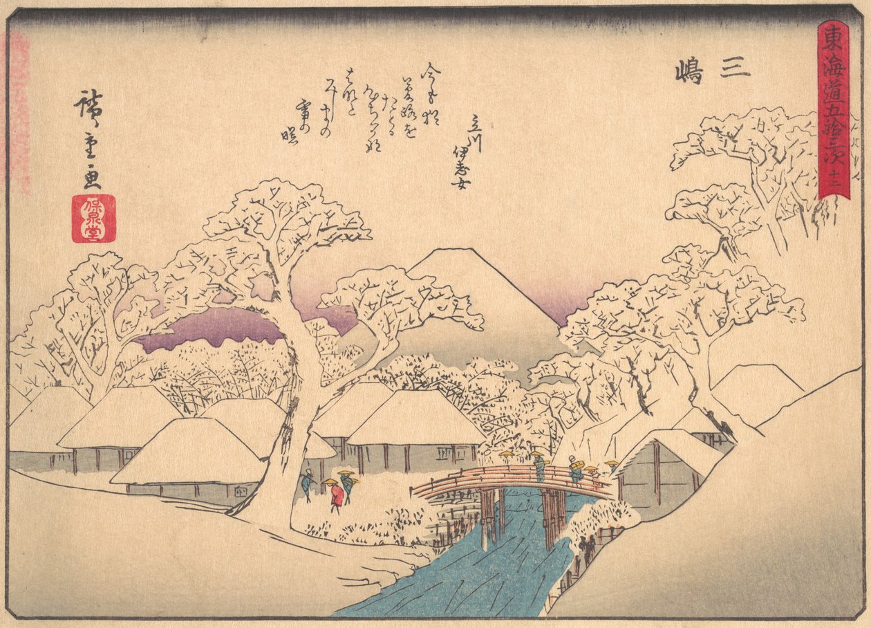 Mishima, ze série Padesát tři stanic Tokaidské silnice, počátek 20. století. od Ando Hiroshige