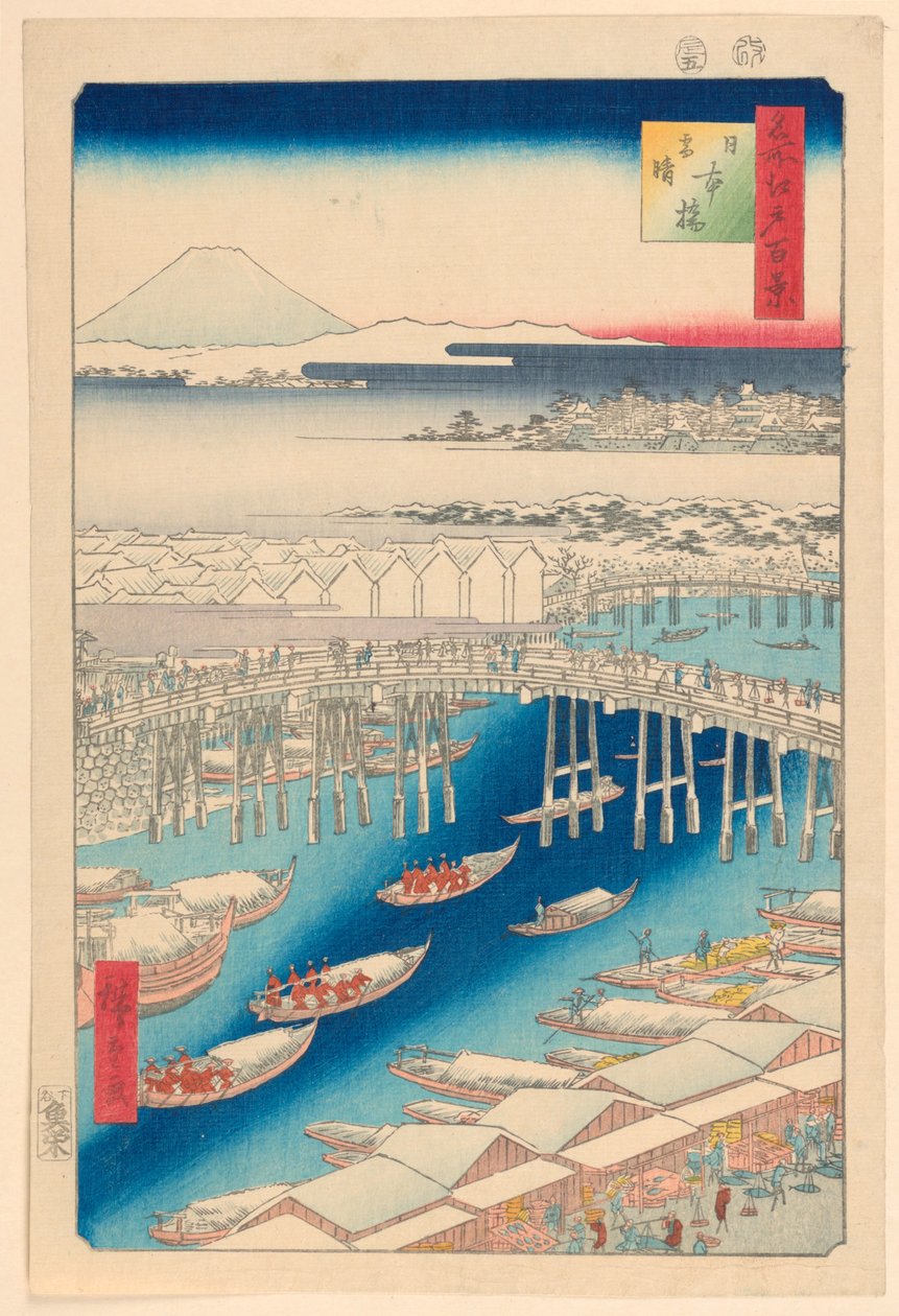 Nihonbashi, Clearing Weather after Show (Nihonbashi, euky-bear) Ze série Sto slavných pohledů na Edo od Ando Hiroshige