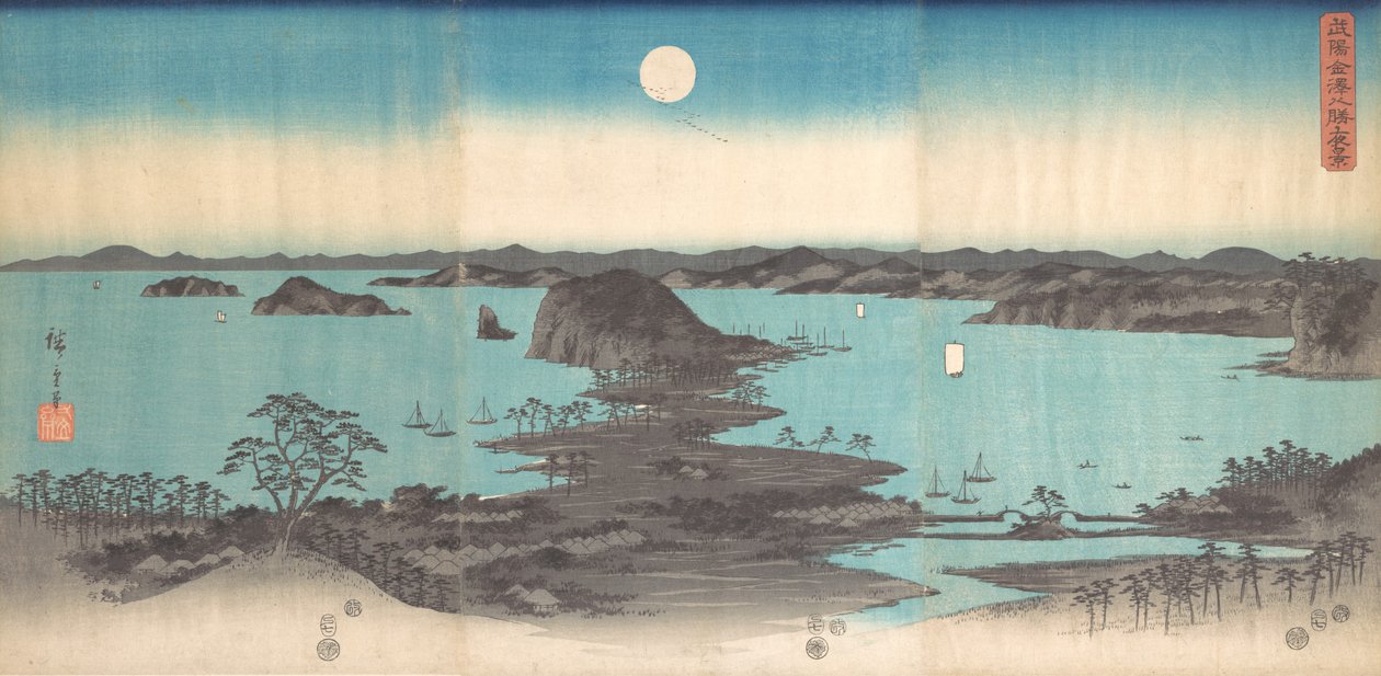 Panorama osmi pohledů na Kanasawu za úplňku, 1857., 1857. od Ando Hiroshige
