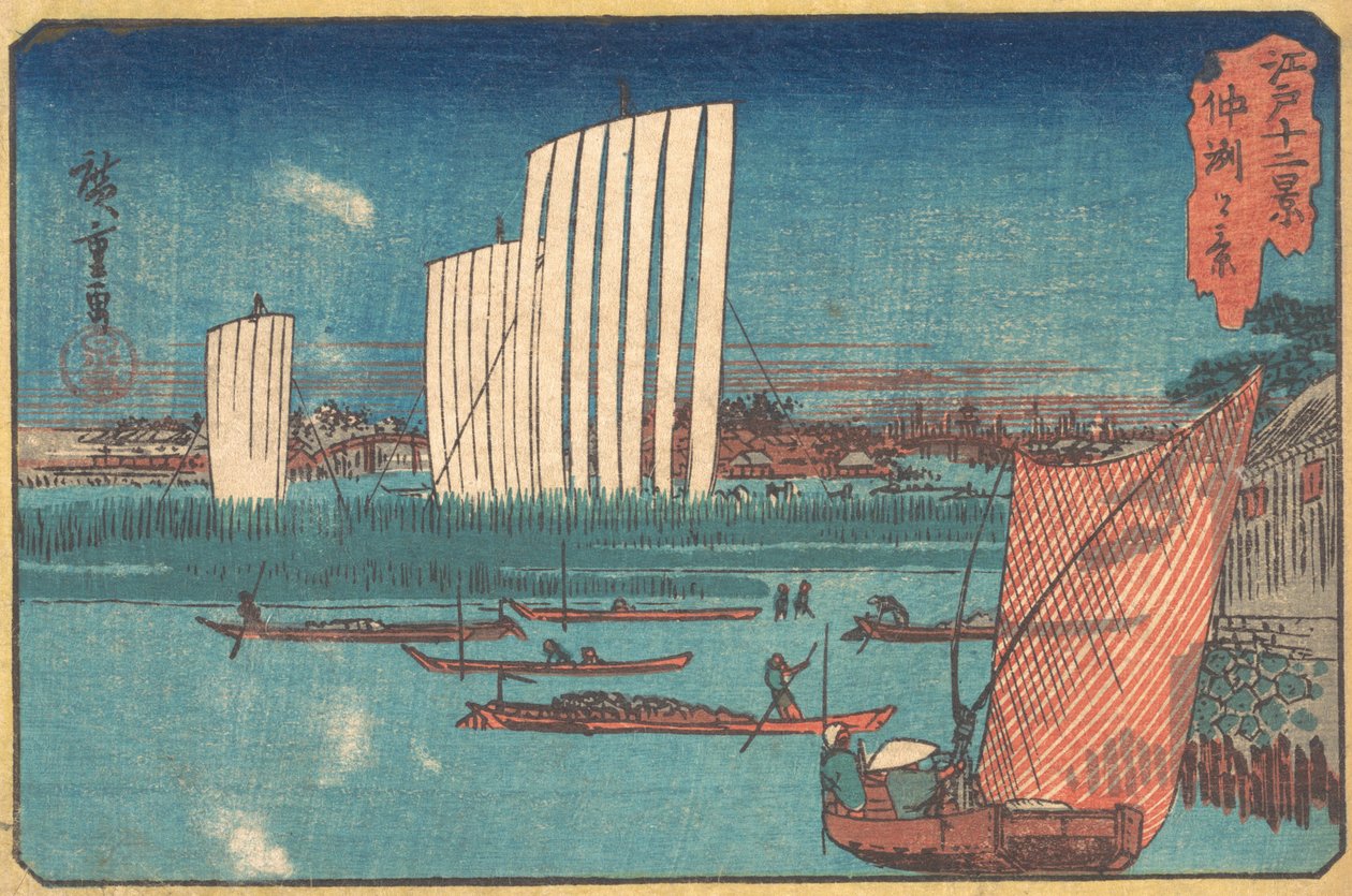 Plachetnice, ze série Dvanáct pohledů na Edo, 19. století. od Ando Hiroshige