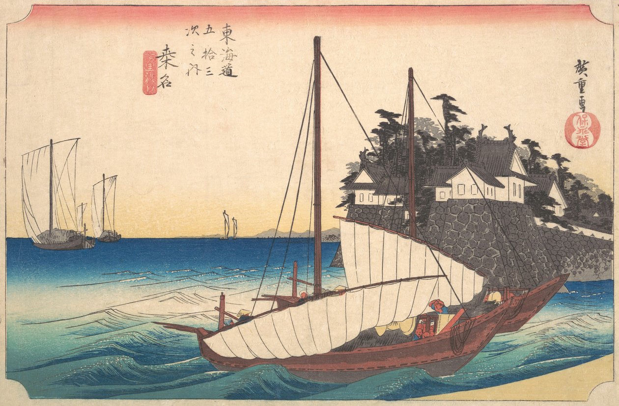 Stanice 43: Kuwana, trajekt Seven-Ri v přístavu, z 53 Stati..., ca. 1833-34. od Ando Hiroshige