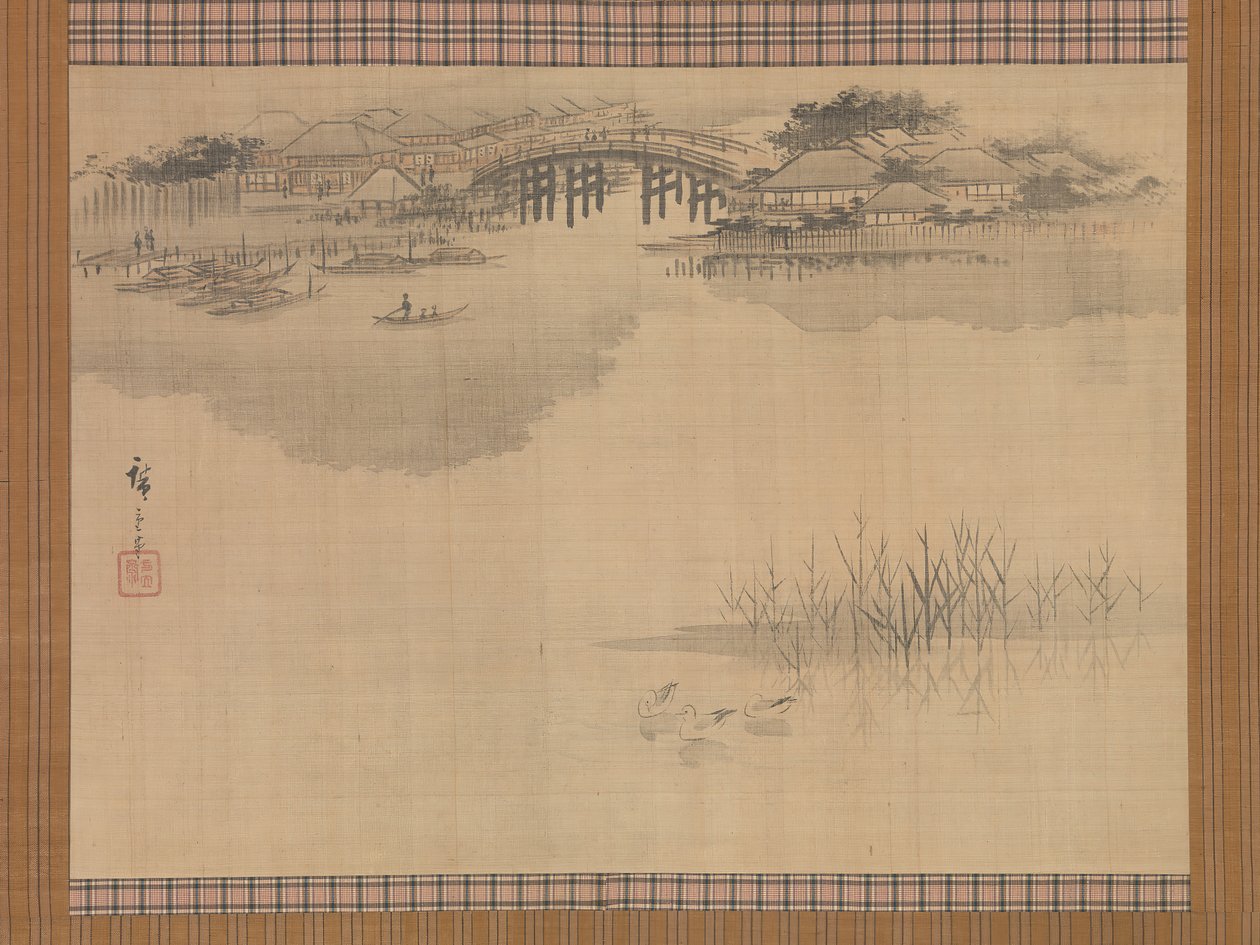 Most Imado na úpatí hory Matsuchi, 19. století. od Ando Hiroshige