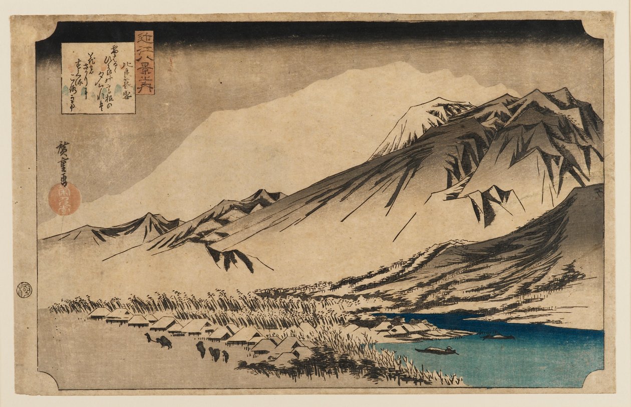 Woodblock print - Evening snow at Mt. Hira, 1797-1858 od Ando Hiroshige