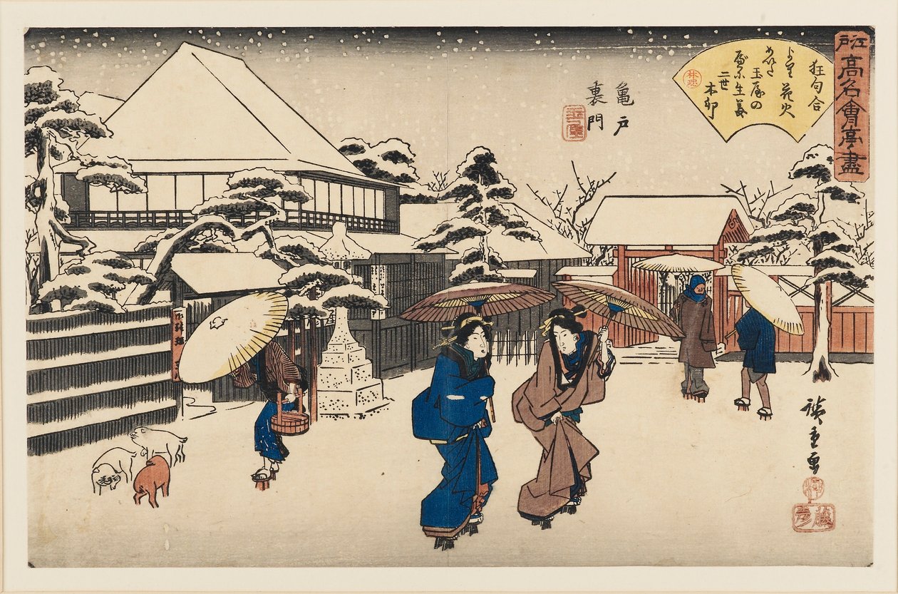 Woodblock print - Dámy ve sněhu, 1797-1858 od Ando Hiroshige