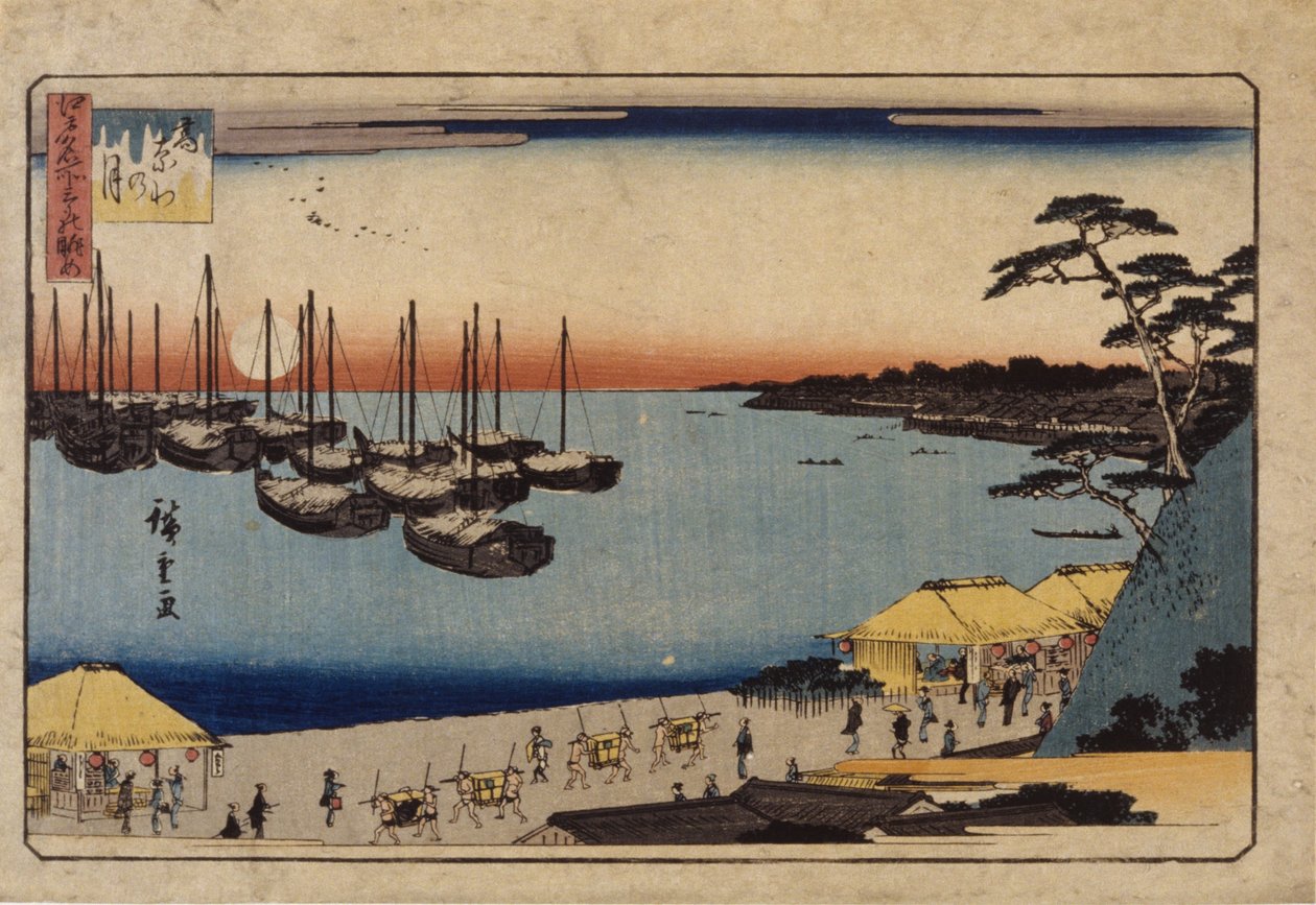 (Plachetnice v přístavu) od Ando or Utagawa Hiroshige
