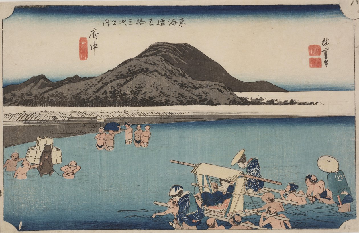 Řeka Abe od Ando or Utagawa Hiroshige