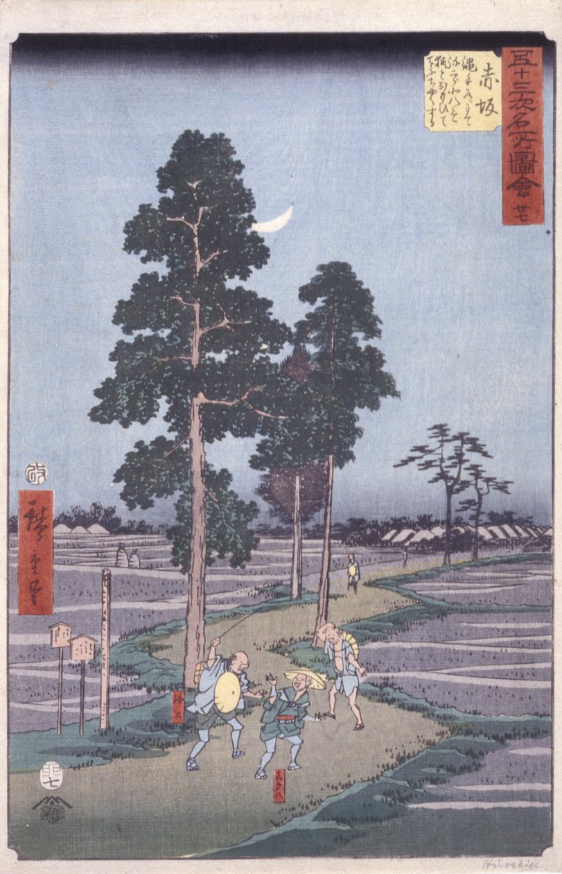 Akasaka (barevný dřevotisk) od Ando or Utagawa Hiroshige