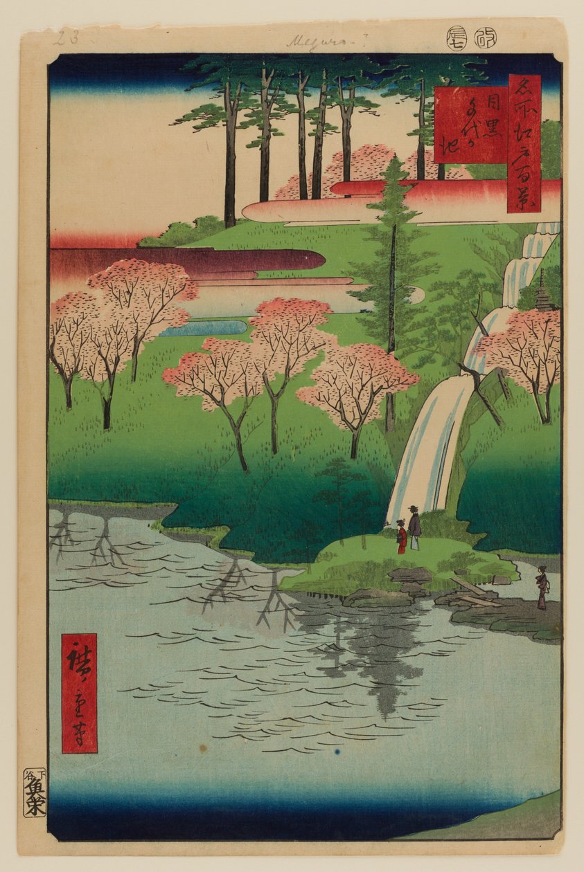 Rybník Chiyogaike, Meguro od Ando or Utagawa Hiroshige