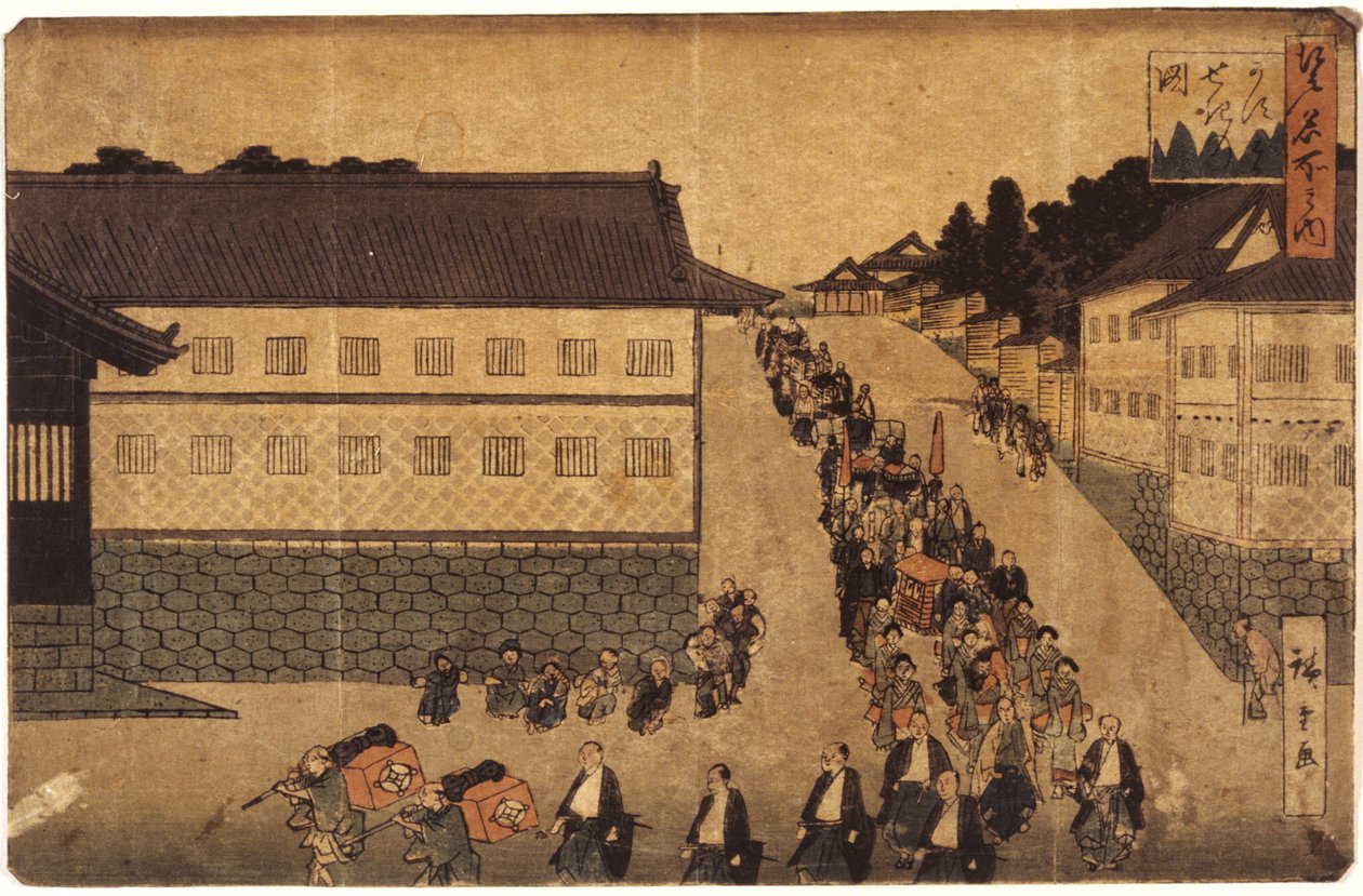 Daimyoův průvod od Ando or Utagawa Hiroshige