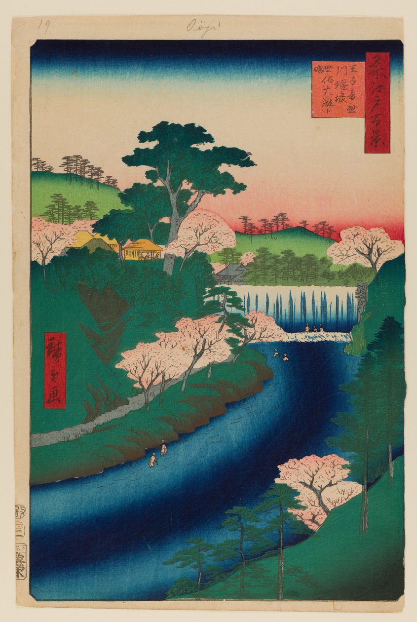 Přehrada na řece Otonashi v Oji od Ando or Utagawa Hiroshige