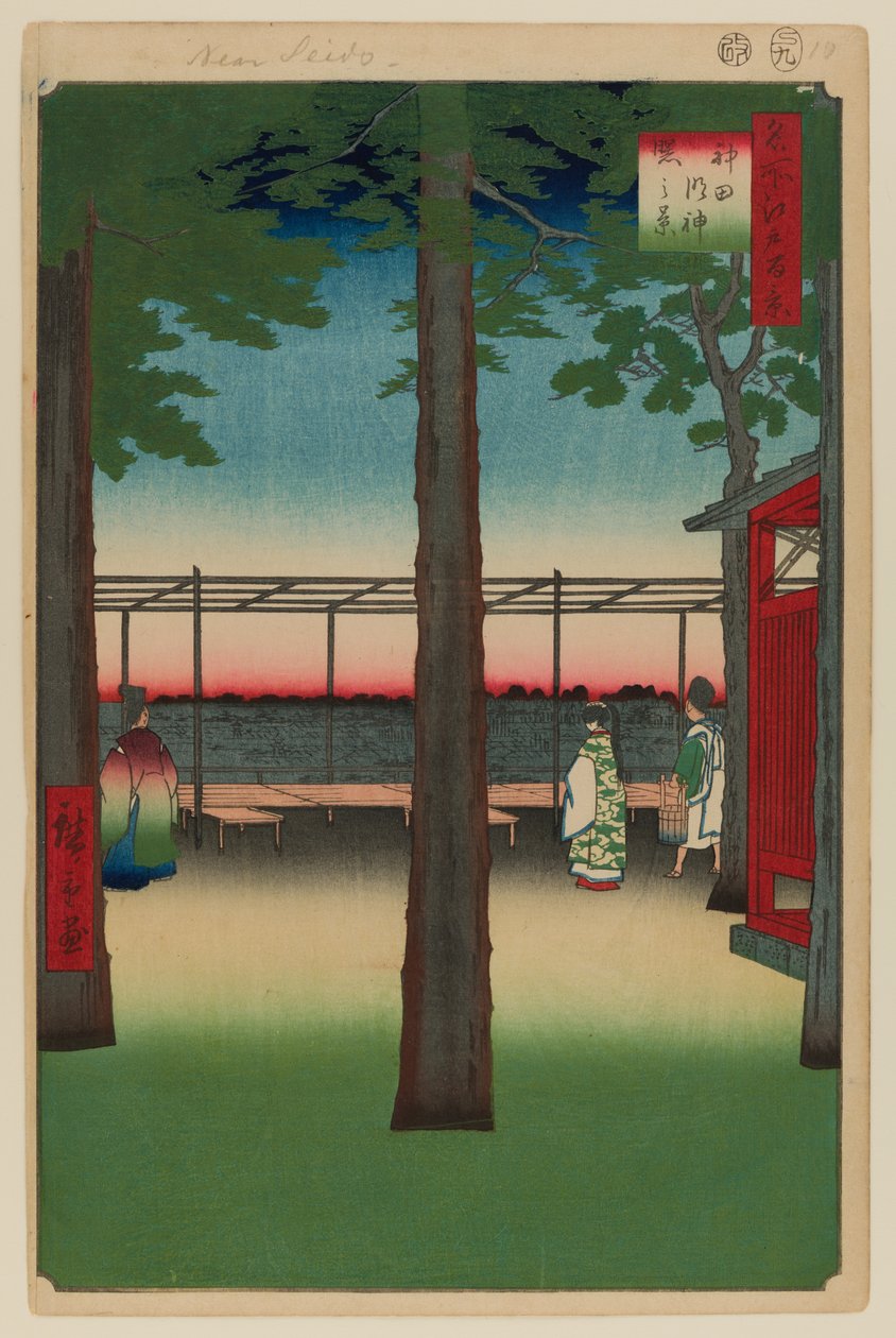 Svítání ve svatyni Kanda Mjódžin od Ando or Utagawa Hiroshige