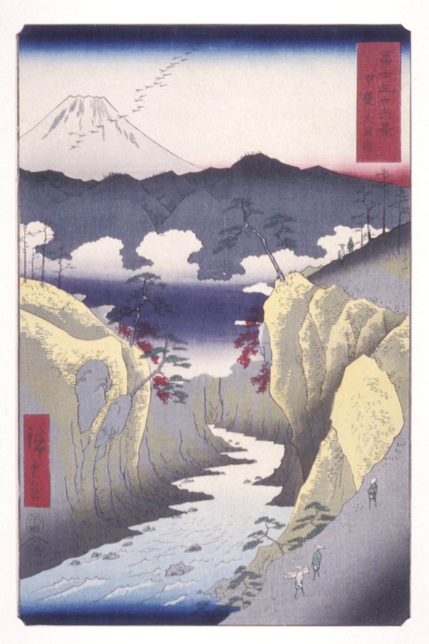 Průkaz pro psí oči v provincii Kai (Kai Inumet?ge) (barevný dřevěný tisk) od Ando or Utagawa Hiroshige