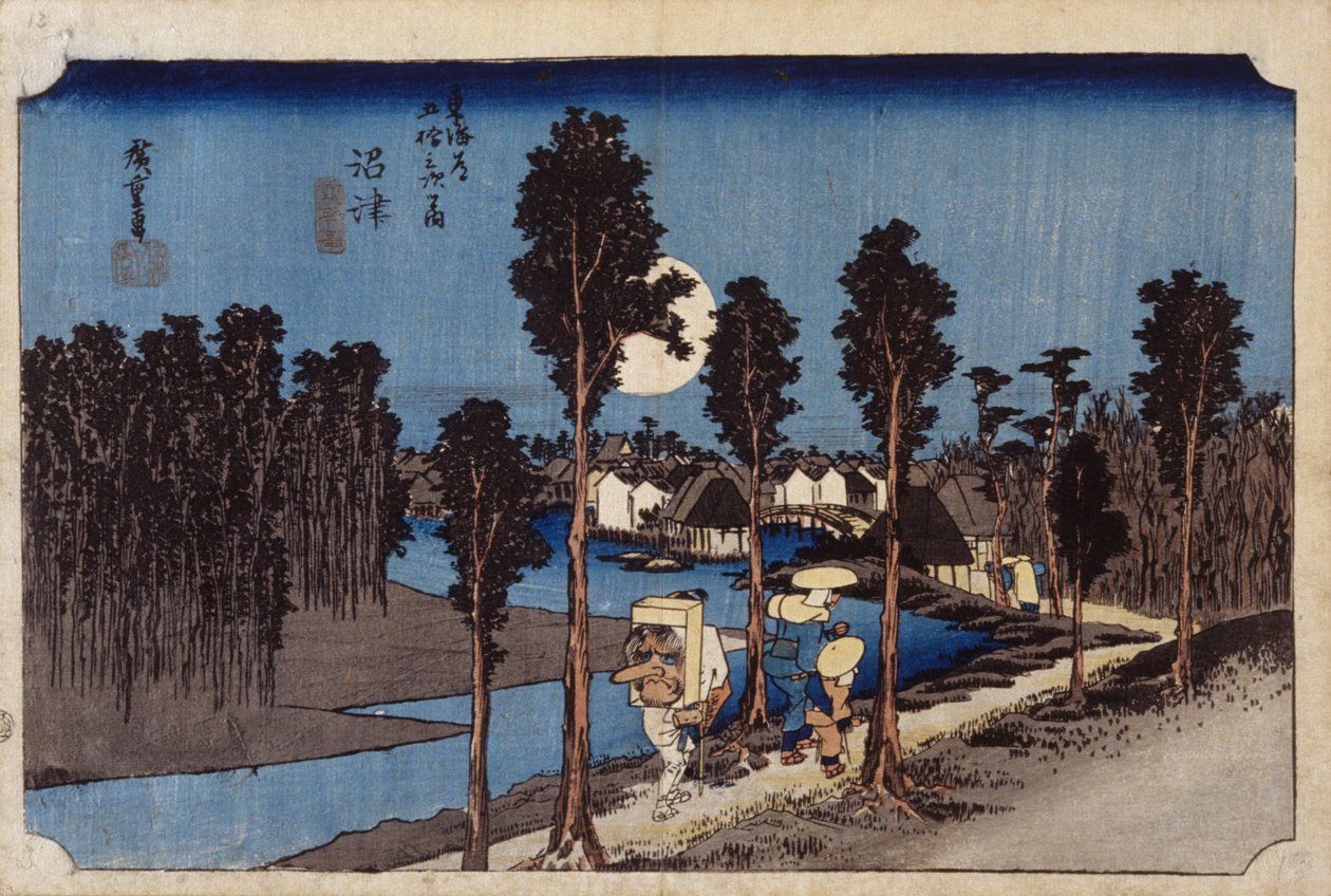 Soumraková scéna v Numazu, #13 (dřevěný tisk) od Ando or Utagawa Hiroshige