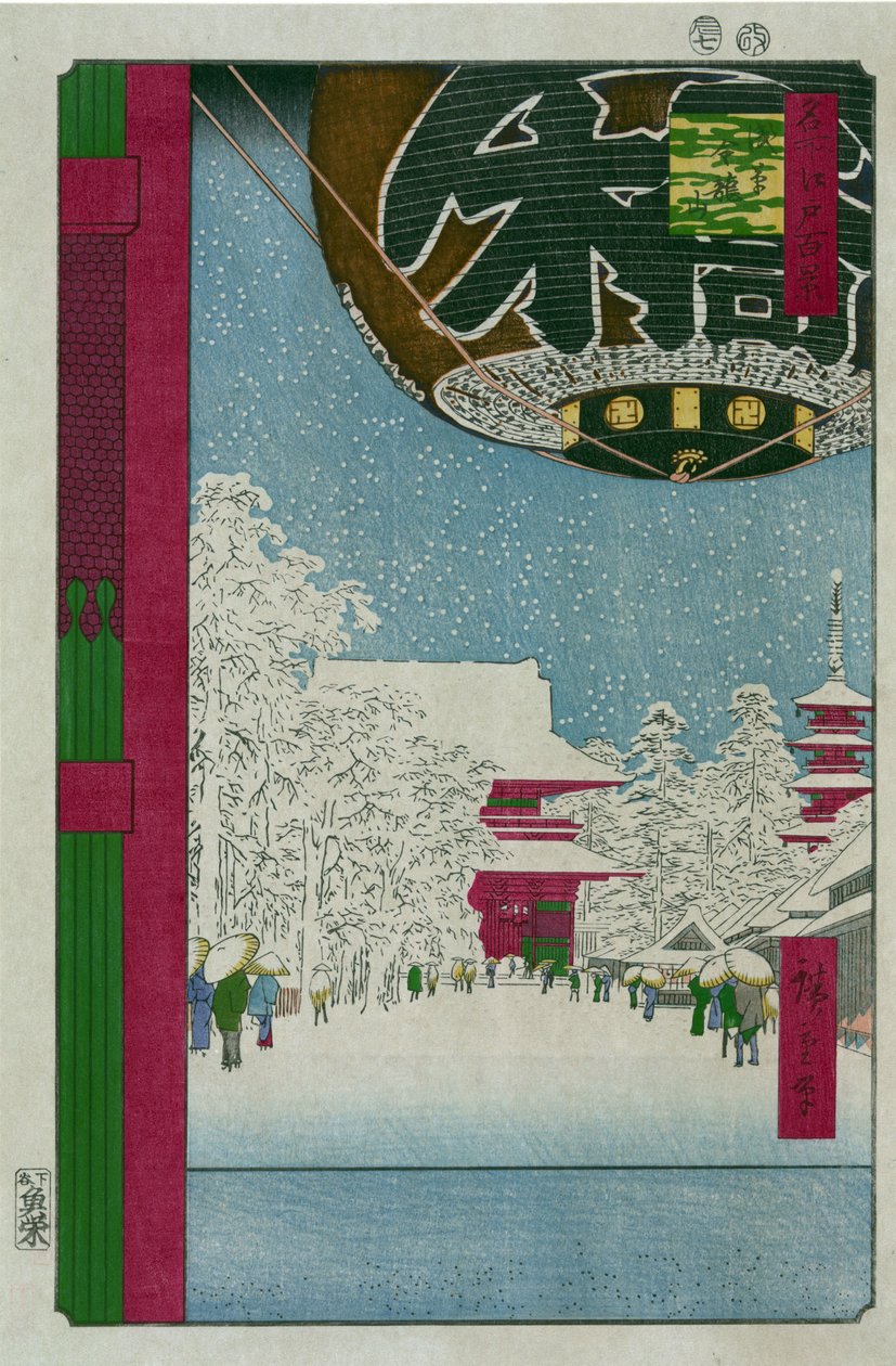 Estampe japonský: Le temple Kinryusan a Asakusa (Tokio, Japonsko). Serie cent vues celebres d
