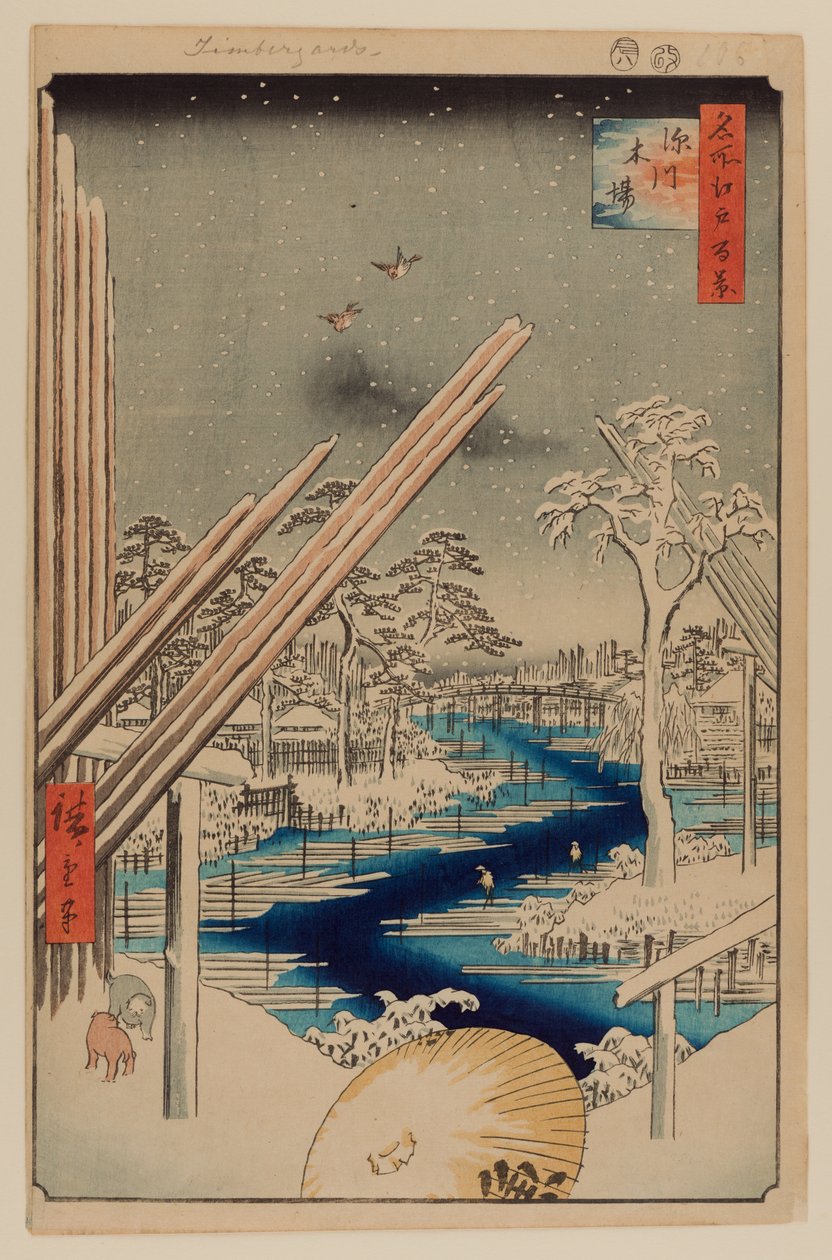 Fukagawa Lumberyards od Ando or Utagawa Hiroshige