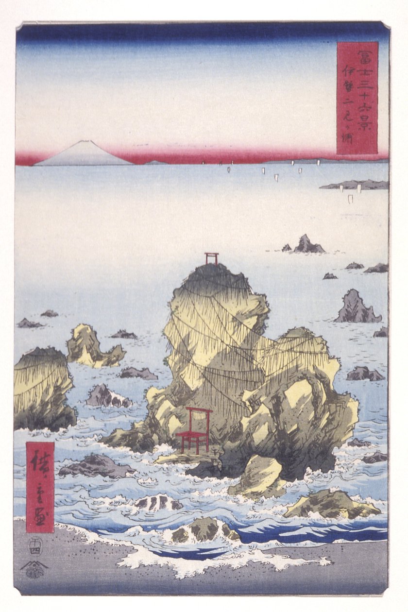 Futami Bay In Ise (Ise Futamigaura) (barevný dřevotisk) od Ando or Utagawa Hiroshige