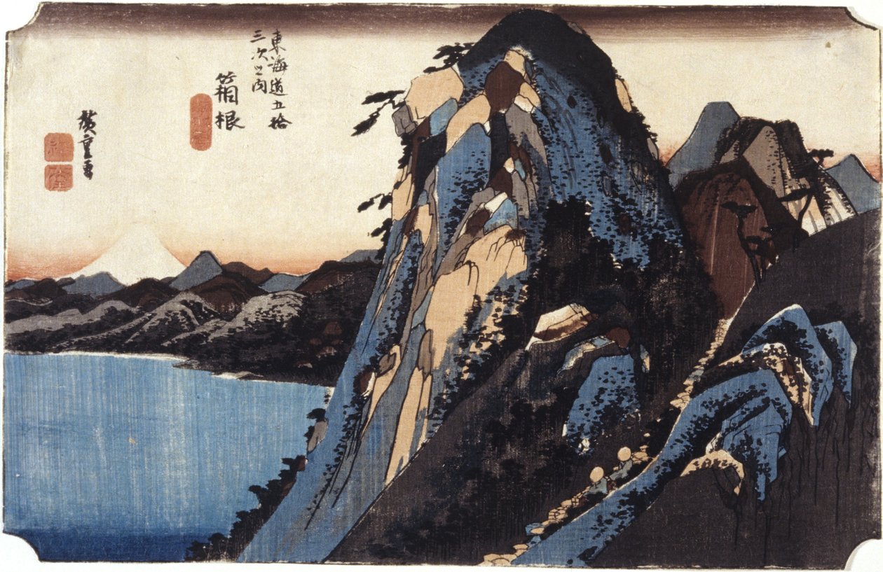 Hakone (barevný dřevotisk) od Ando or Utagawa Hiroshige