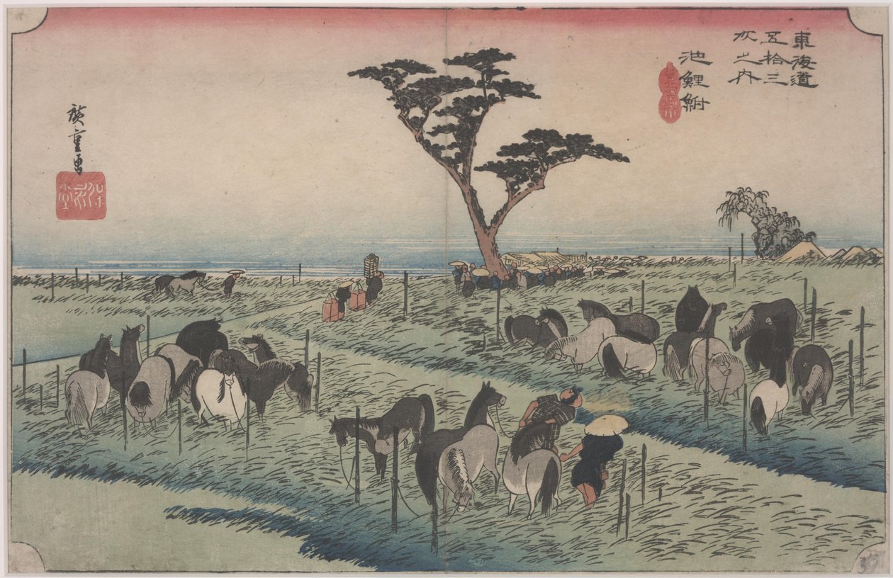 Koňský veletrh na začátku léta od Ando or Utagawa Hiroshige