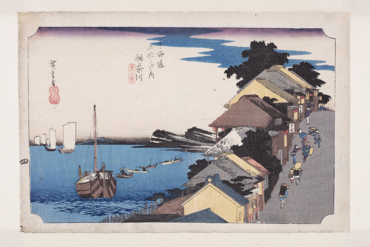 Kanagawa: Pohled na nábřeží (Kanagawa, dai no kei) (barevný dřevotisk) od Ando or Utagawa Hiroshige