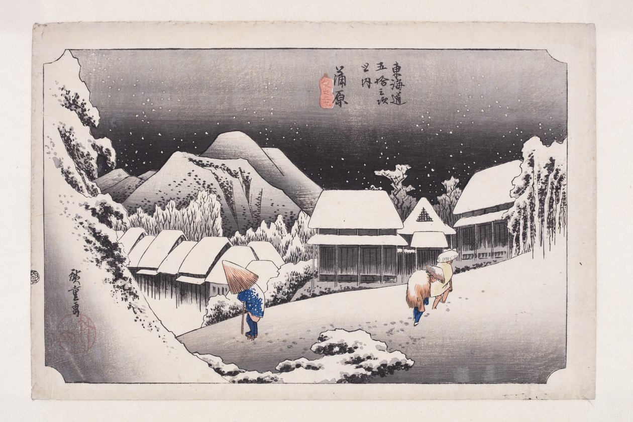 Kanbara: noc Sw (Kanbara, Yuki by) od Ando or Utagawa Hiroshige