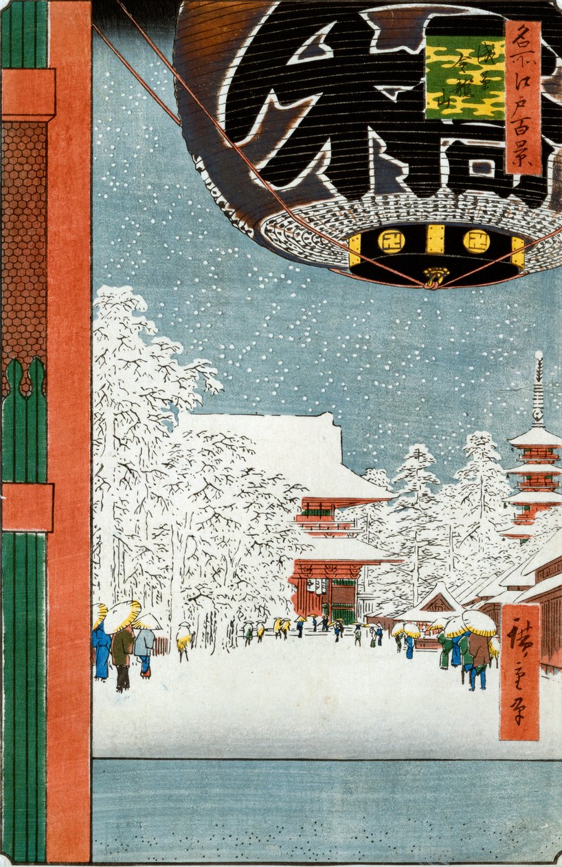 Chrám Kinryuzan v Asakusa, ze série „Sto pohledů na známá místa v Edu“ od Ando or Utagawa Hiroshige
