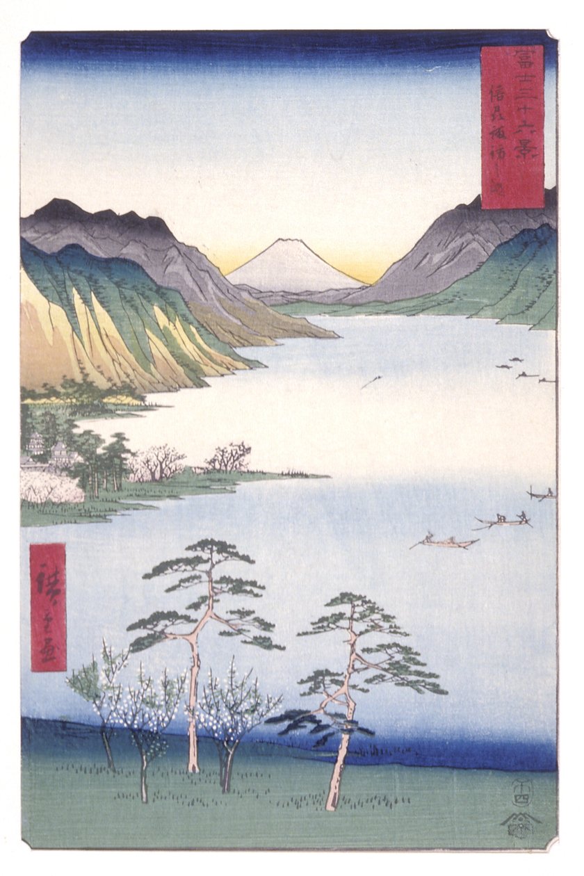 Shinano Shinano P Lovinse (dítě Shinana Suwy) od Ando or Utagawa Hiroshige