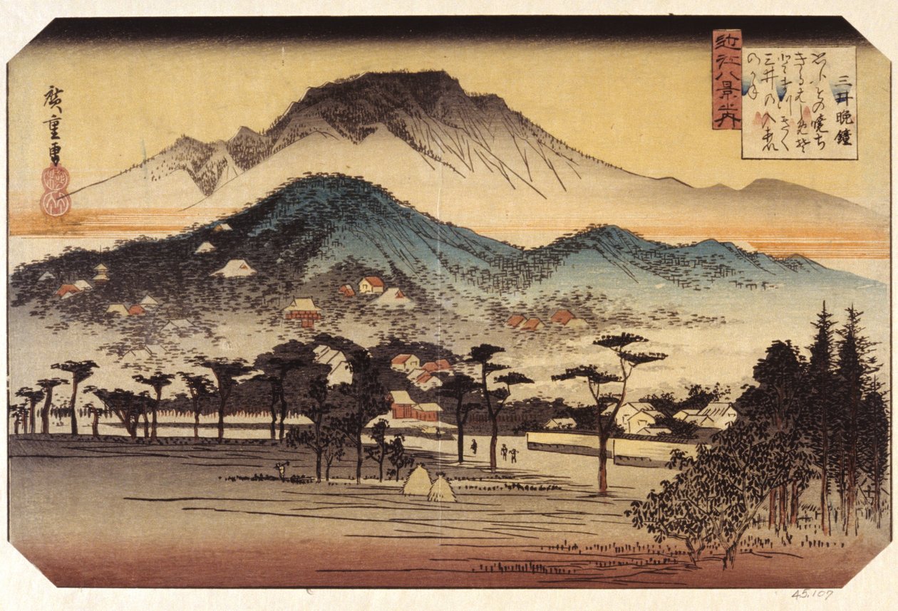 Miidera (barevný dřevotisk) od Ando or Utagawa Hiroshige