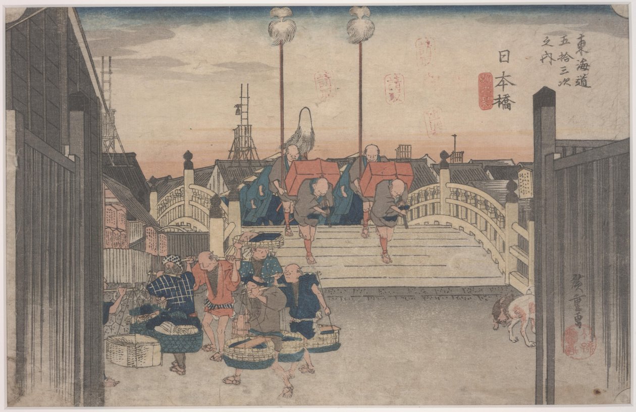 Ranní scéna od Ando or Utagawa Hiroshige