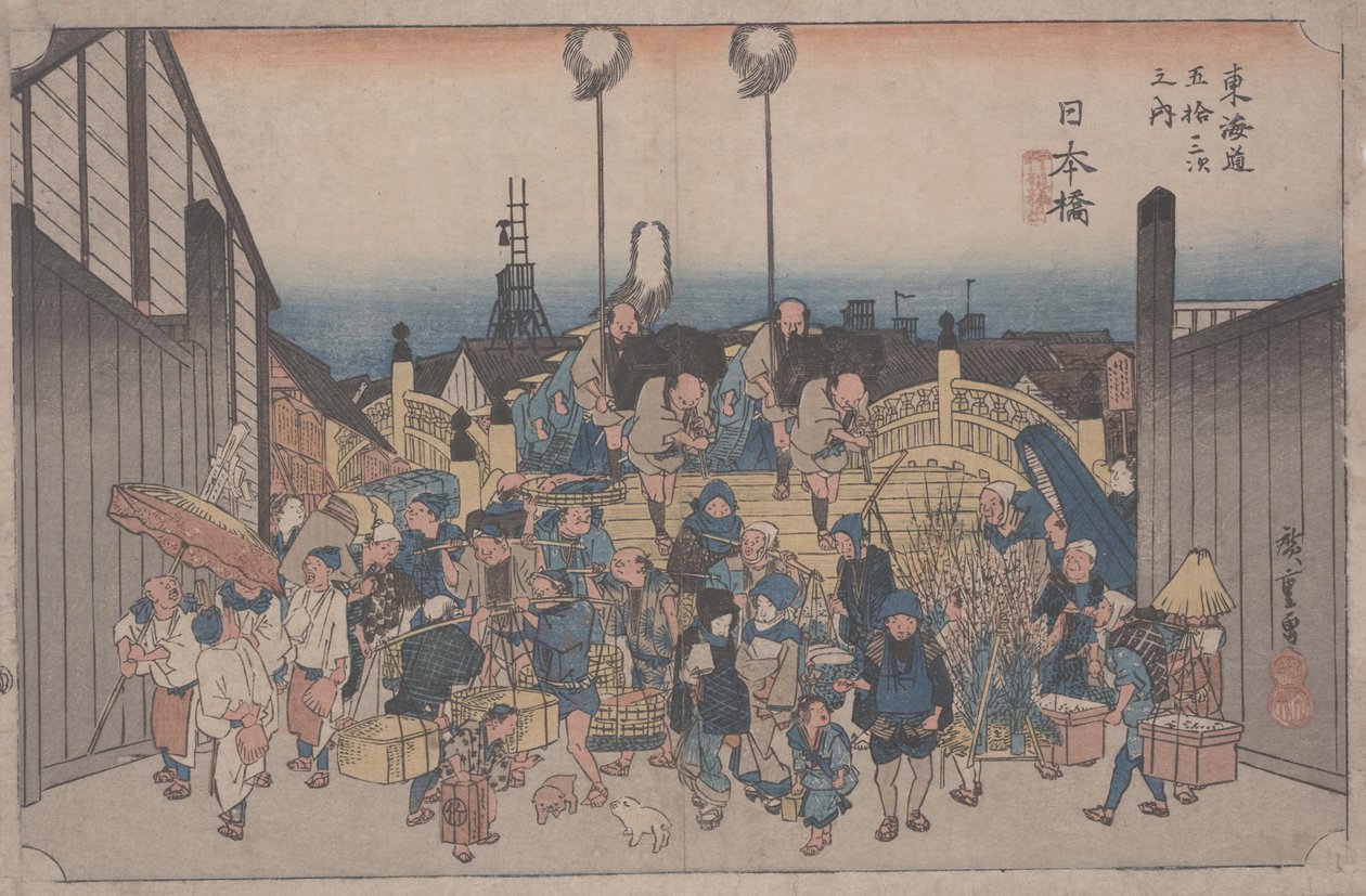Ranní scéna od Ando or Utagawa Hiroshige