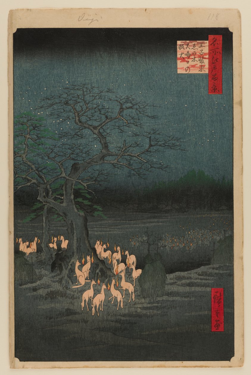 Silvestrovské ohně u Changing Tree, Oji od Ando or Utagawa Hiroshige