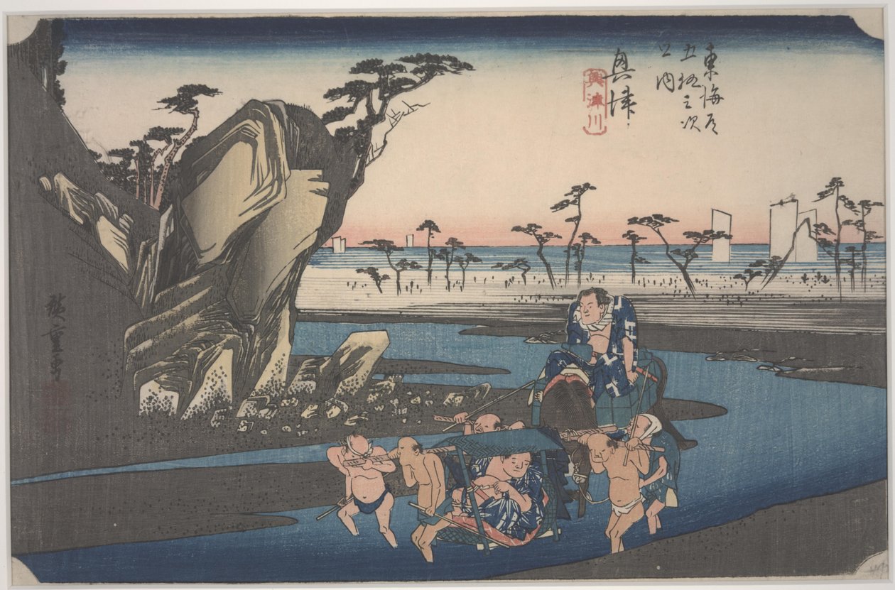 Řeka Okitsu od Ando or Utagawa Hiroshige
