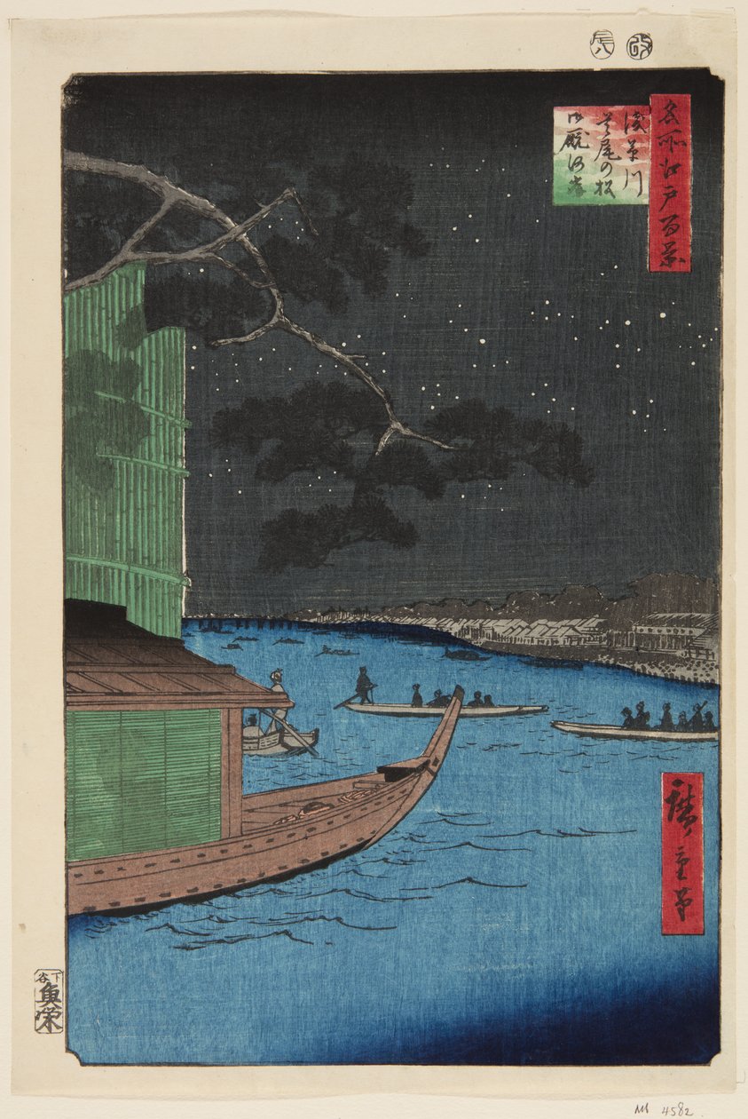 Pineo f Sutsu contact s plan d Asakusa River (Matsu kůň a hladová smrt obrany řeky Asakusa) od Ando or Utagawa Hiroshige