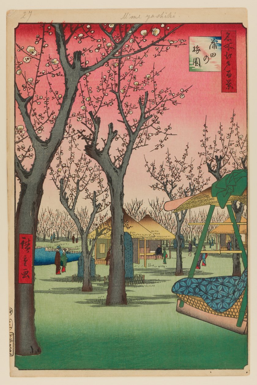 Švestková zahrada, Kamata (Kamata no Umezono) od Ando or Utagawa Hiroshige