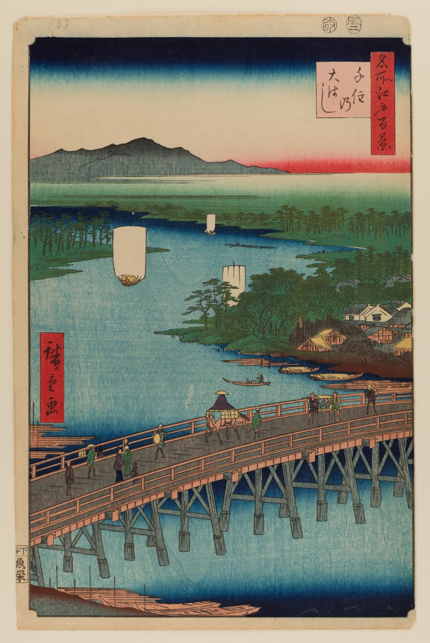 Velký most Senju od Ando or Utagawa Hiroshige