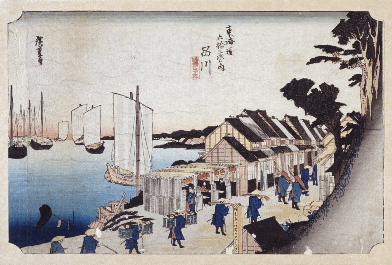 Shinagawa (barevný dřevořez) od Ando or Utagawa Hiroshige