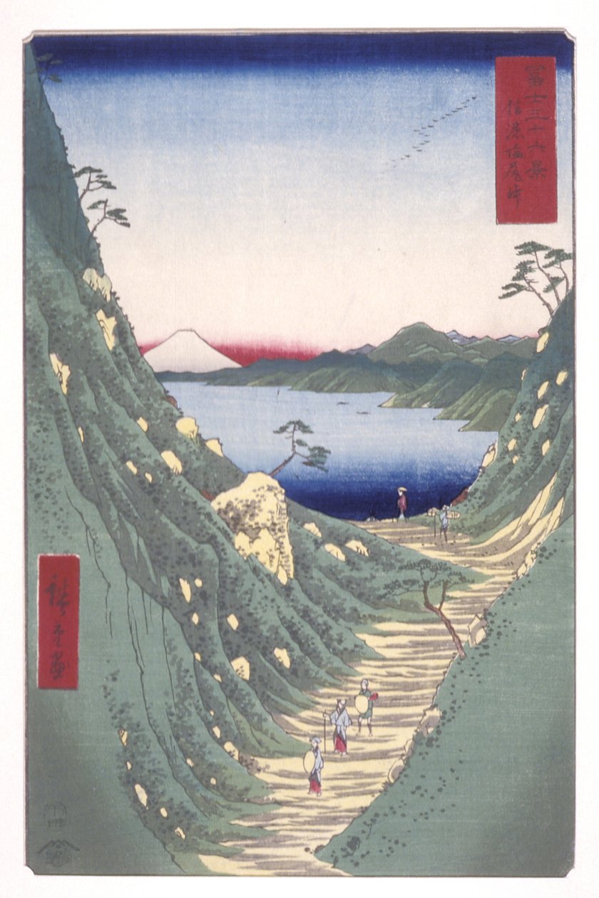Shiojiri Pass v provincii Shinano (Shinano Shiojirit? Ge) (barevný tisk na dřevo) od Ando or Utagawa Hiroshige