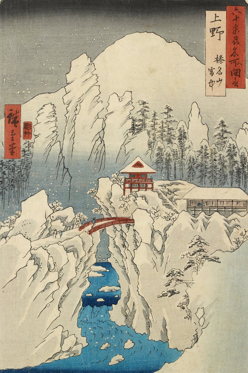 Sníh na hoře Haruna v provincii Kōzuke od Ando or Utagawa Hiroshige
