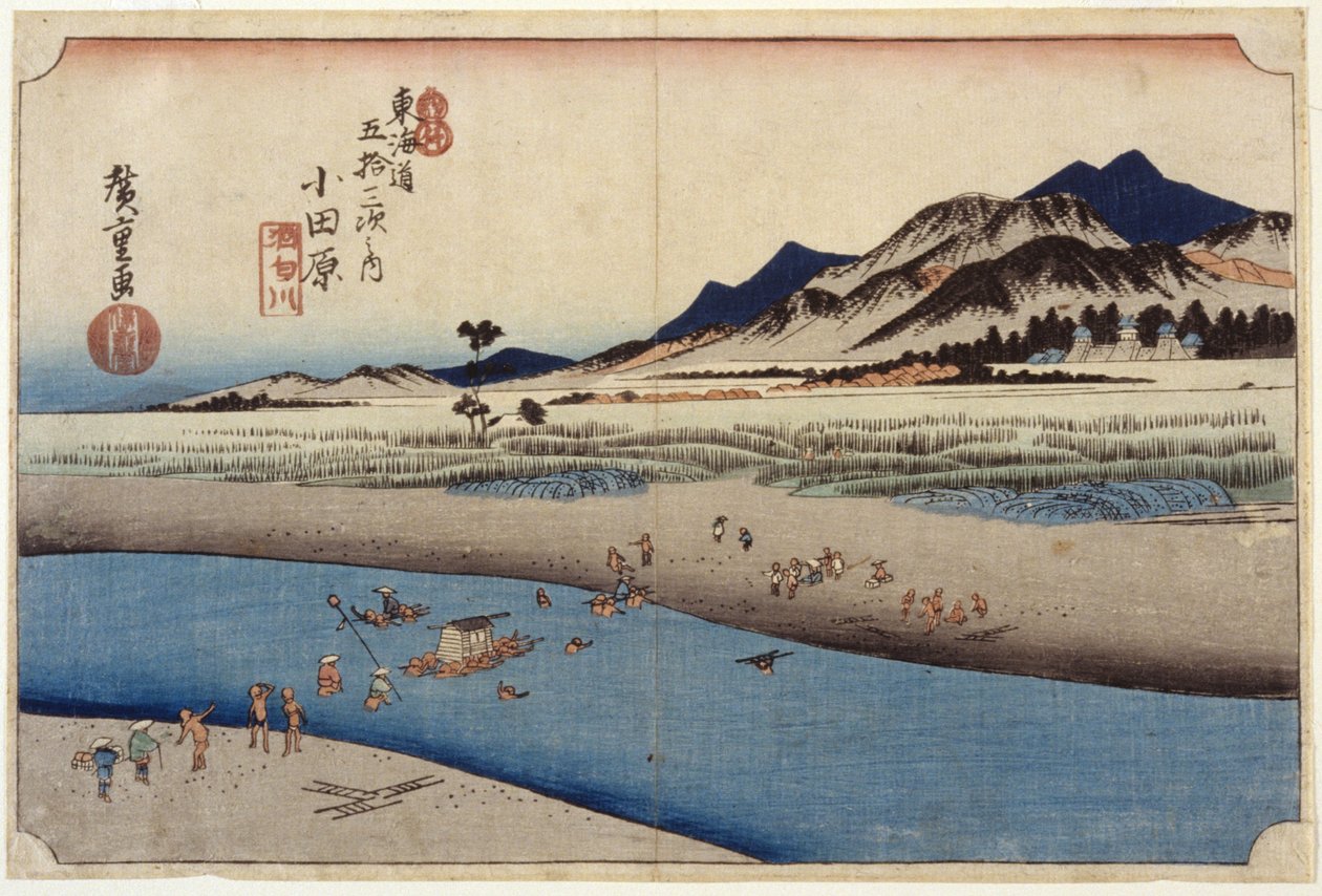 Station 10, Odawara (dřevěný tisk) od Ando or Utagawa Hiroshige