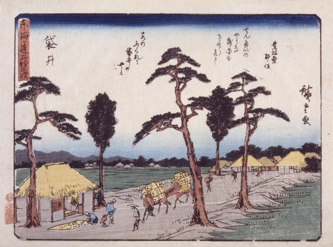 Station 28, Fukuroi (barevný dřevořez) od Ando or Utagawa Hiroshige