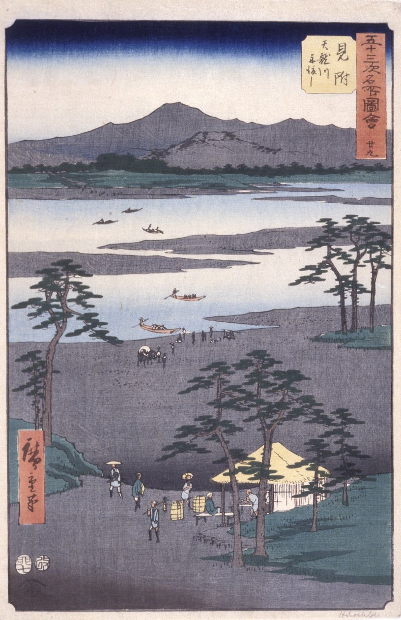 Station 29, Mitsuke (barevný dřevořez) od Ando or Utagawa Hiroshige