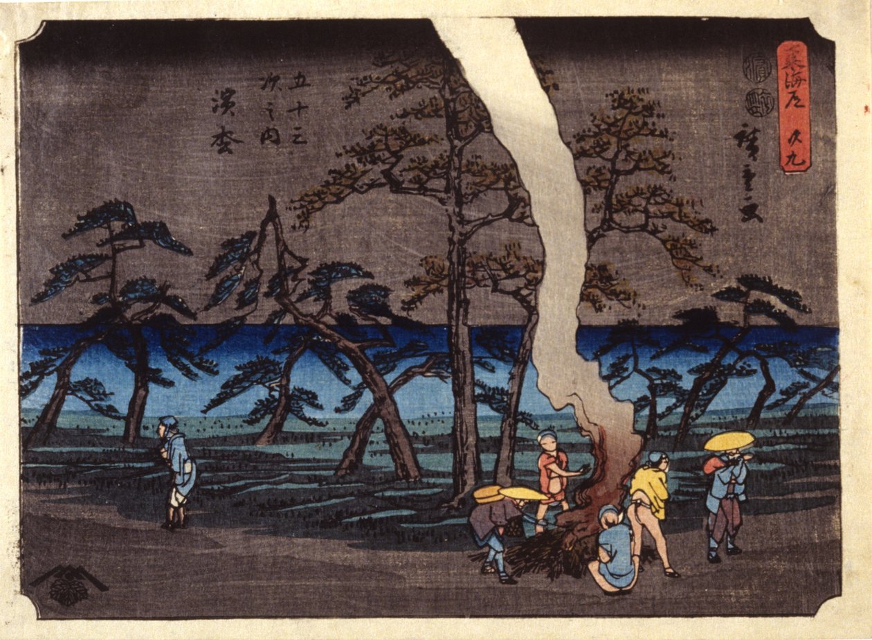Station 30, Hamamatsu (barevný dřevořez) od Ando or Utagawa Hiroshige