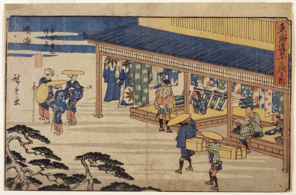 Station 41, Narumi (barevný dřevořez) od Ando or Utagawa Hiroshige