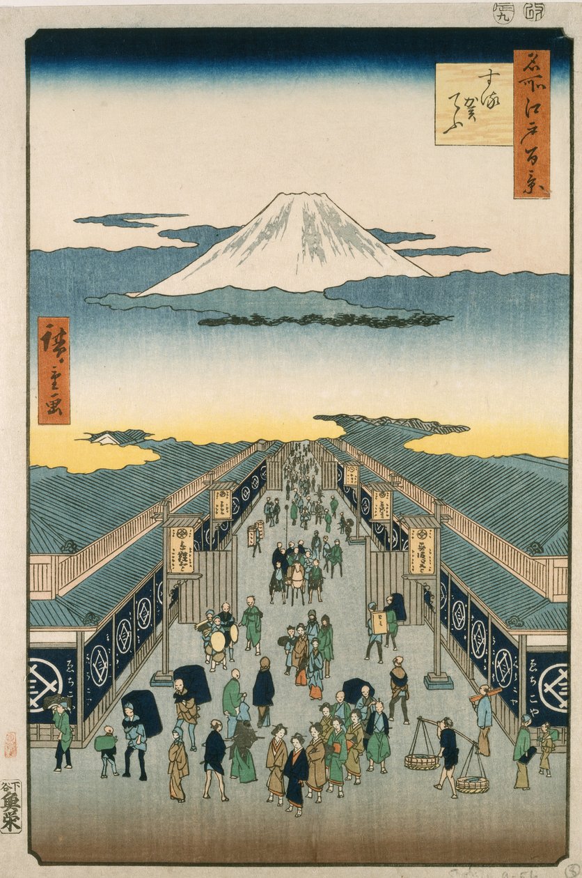 Ulice Suruga od Ando or Utagawa Hiroshige