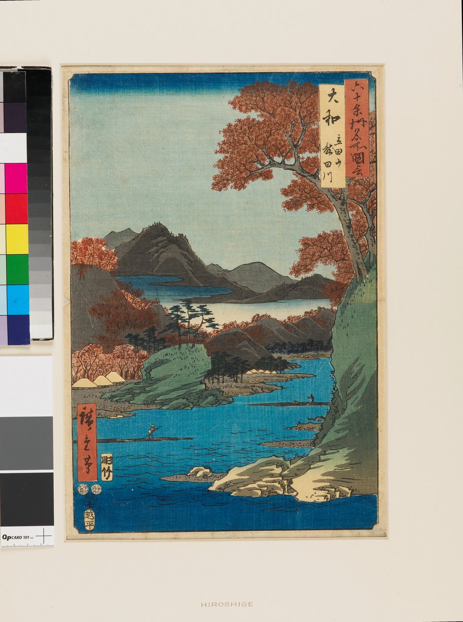 Pohoří Tatsuta a řeka Tatsuta od Ando or Utagawa Hiroshige